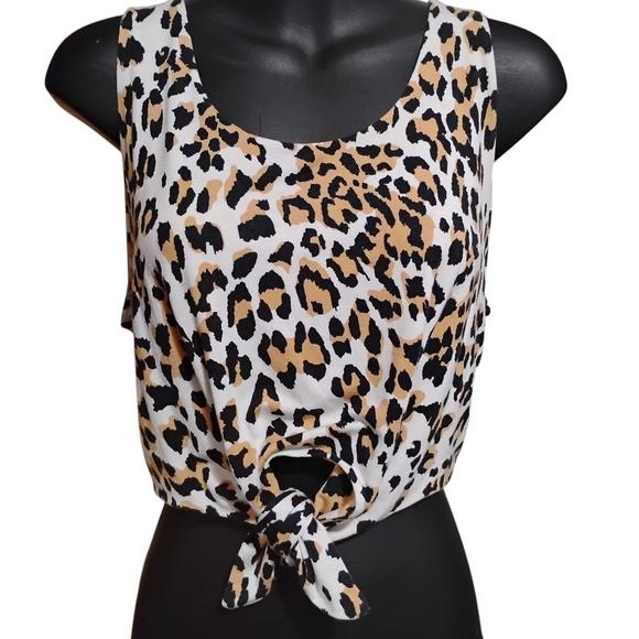 Aritzia Babaton | Jeronimo Animal Print Cropped Tie Front Tank Top | Size Small - Picture 5 of 8